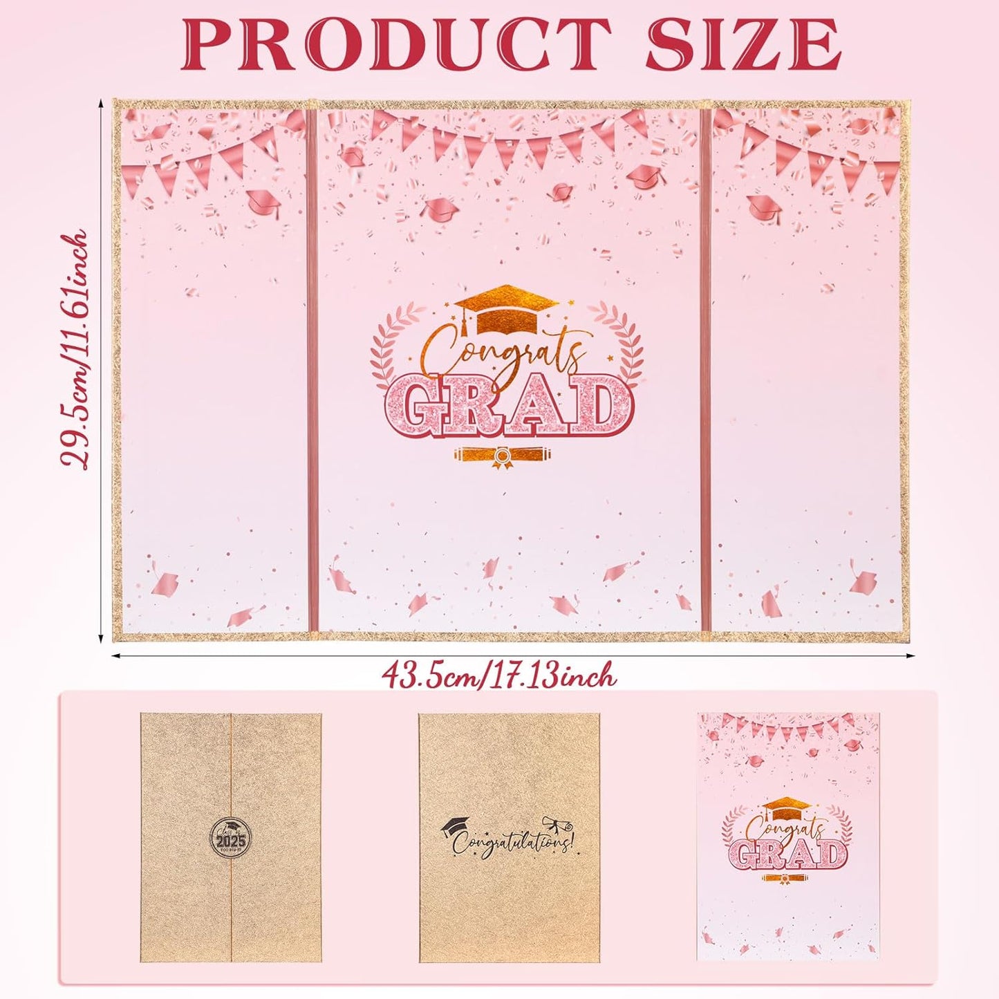 Engrowtic 2026 Graduation Guestbook Alternative Gold and Pink Guest Book Class of 2026 Congrats Graduation Party Decorations Grad Party Signature Board Card for College High School Graduate Gifts