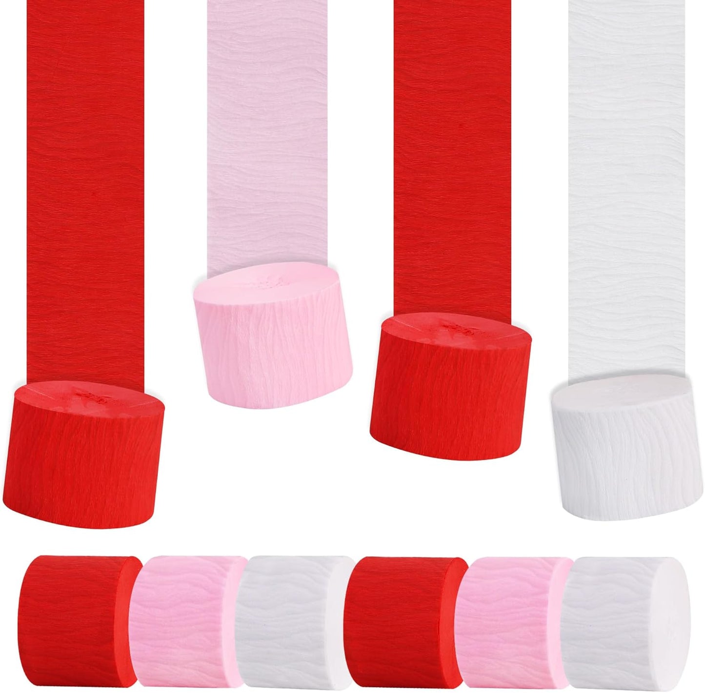 BEISHIDA 8 Rolls Red Yellow Blue and Green Crepe Paper Streamers for Carnival Circus Sesame Street Paw Party Decorations, Birthday DIY Craft Paper(1.8 Inch x 82 Ft/Roll)