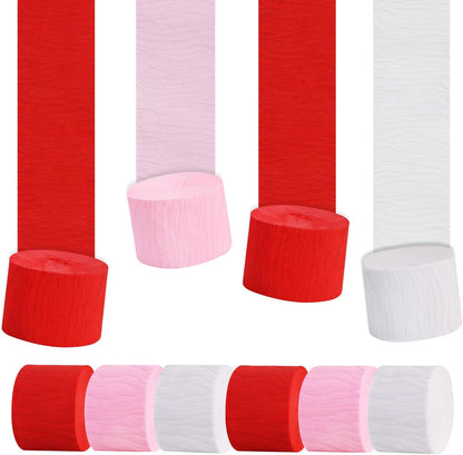 BEISHIDA 8 Rolls Red Yellow Blue and Green Crepe Paper Streamers for Carnival Circus Sesame Street Paw Party Decorations, Birthday DIY Craft Paper(1.8 Inch x 82 Ft/Roll)