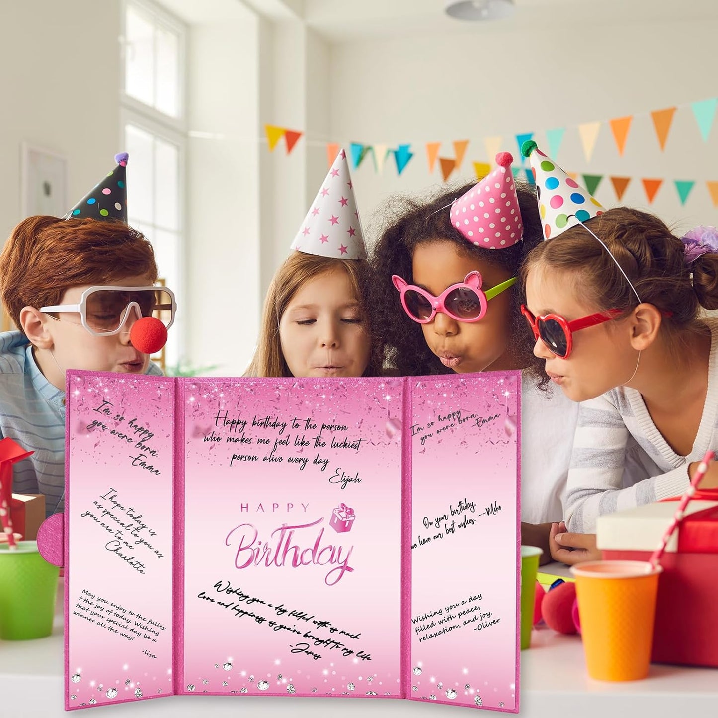 Crenics Black and White Birthday Decorations Women Men, Creative Birthday Guest Signature Book Alternative 18" x 12", Great Party Gifts for Girls or Boys