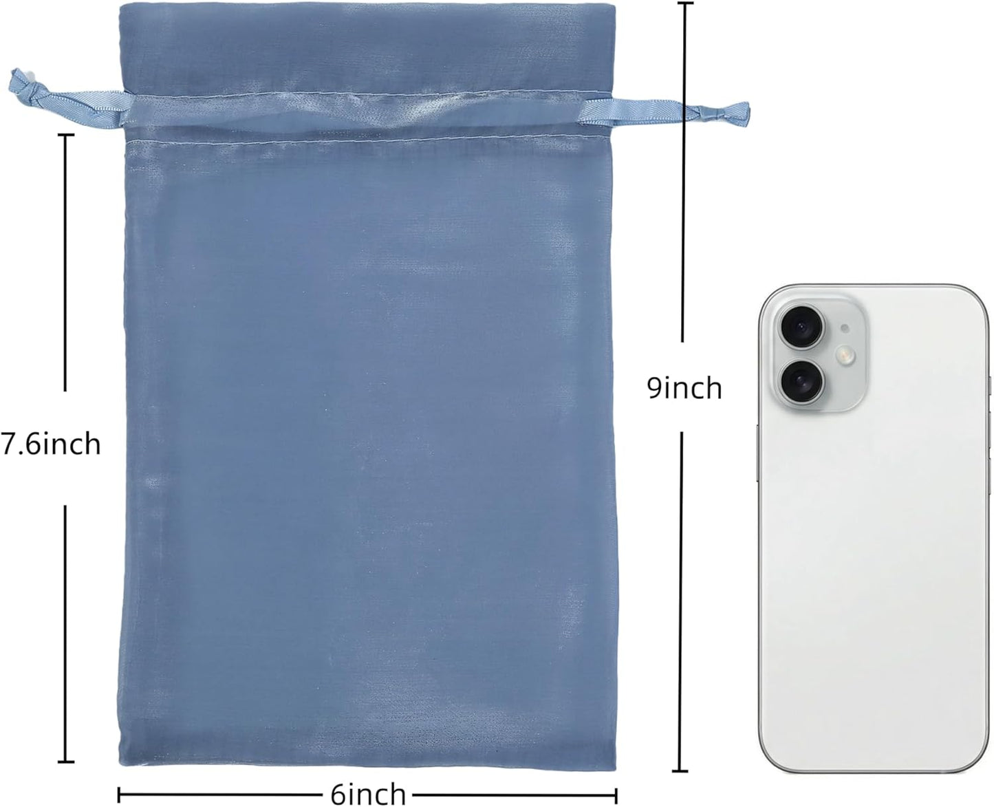 QIANF 20 Pcs Peacock Blue Small Organza Bags 3X4 inch for Wedding Favors with Drawstring, Mini Mesh Gift Bags Jewelry Pouch for Candy Bridal Shower Party Favor Baby Shower Christmas