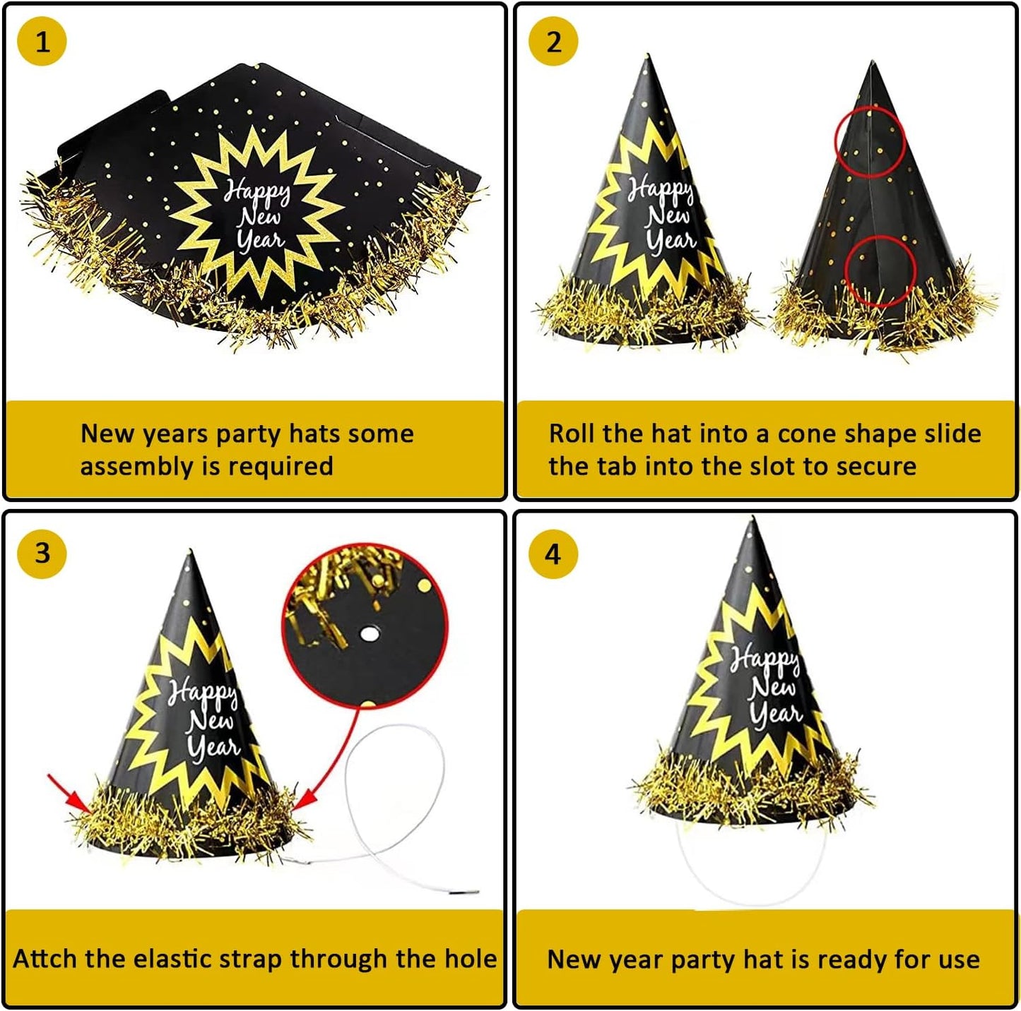 New Years Eve Party Supplies 2026, New Years Photo Booth Props 2026 Huge Selfie Picture Frame New Year Hats Party Squawkers Party Blower Happy New Year's Decorations Latex Balloons