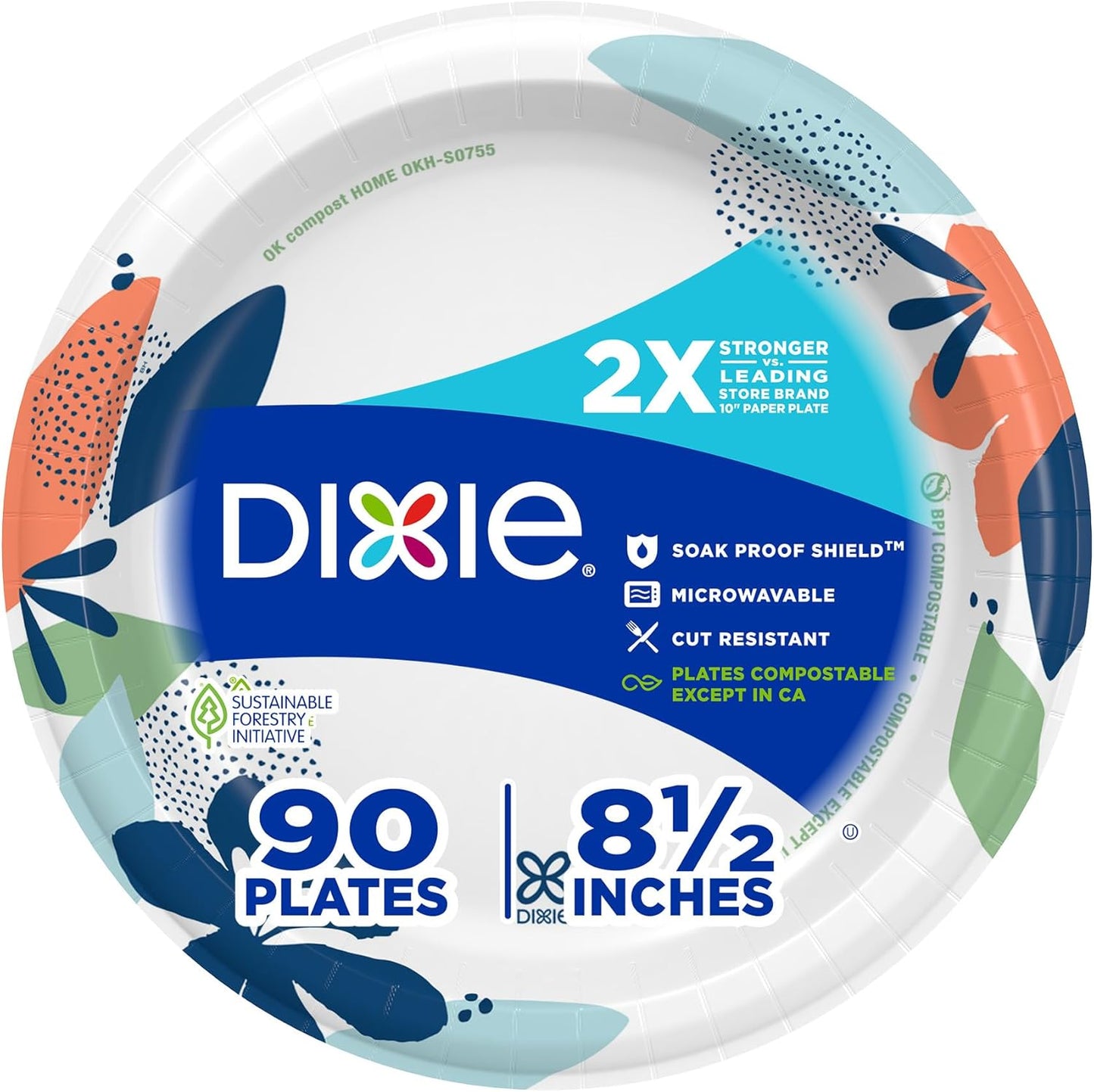 Dixie Large Paper Plates, 10 Inch, 150 Count, 2X Stronger*, Microwave-Safe, Soak-Proof, Cut Resistant, Disposable Plates For Everyday Breakfast, Lunch, & Dinner Meals