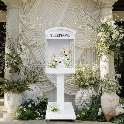 Audio Guest Book Phone Booth Stand, Romantic Metal Audio Guestbook Telephone Booth for Wedding Birthdays Party Graduation Baby Shower Retirement Special Occasions Decoration