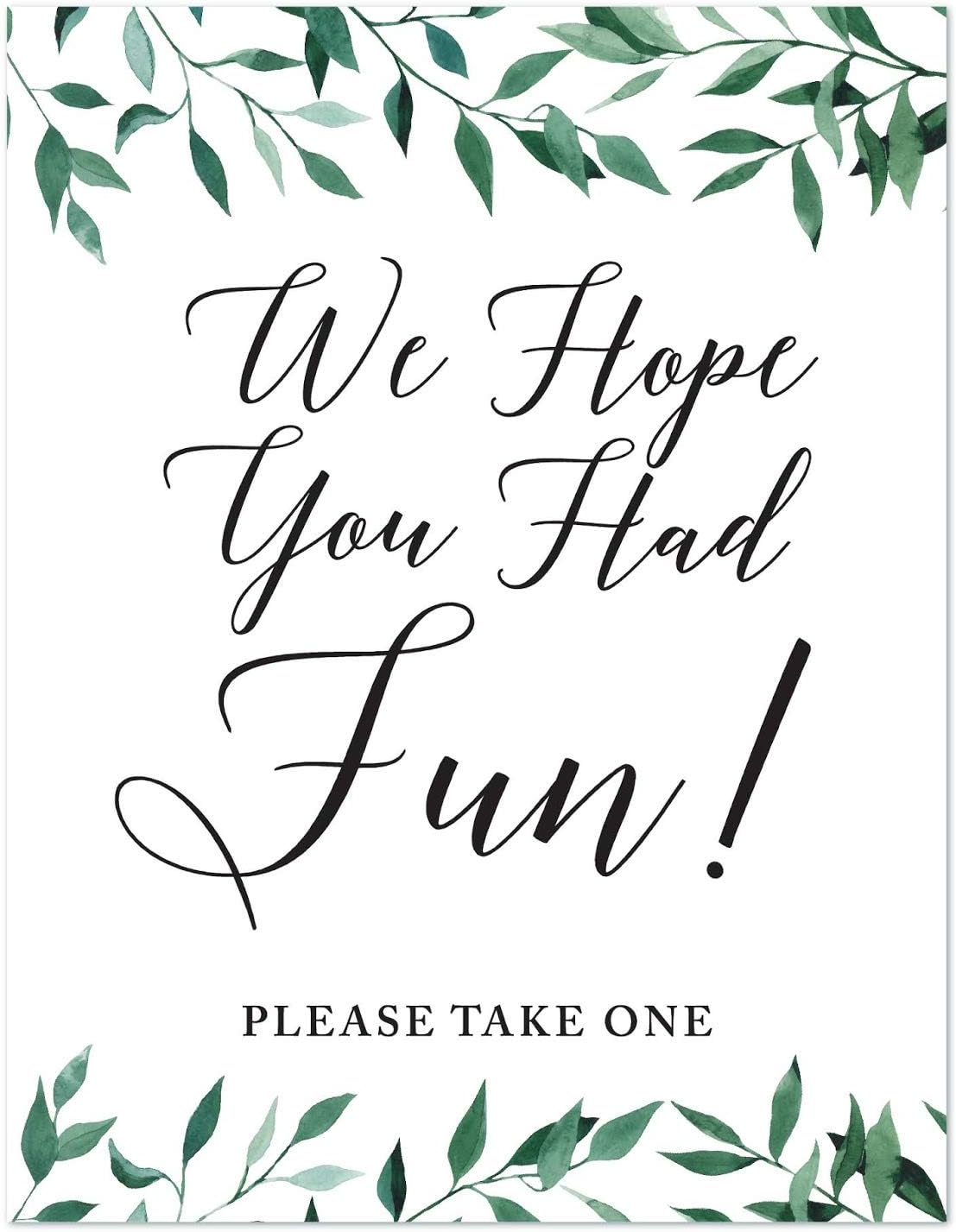 Andaz Press Wedding Party Signs, Natural Greenery Green Leaves, 8.5x11-inch, Bridal Shower Scavenger Hunt, 1-Pack - Colors B