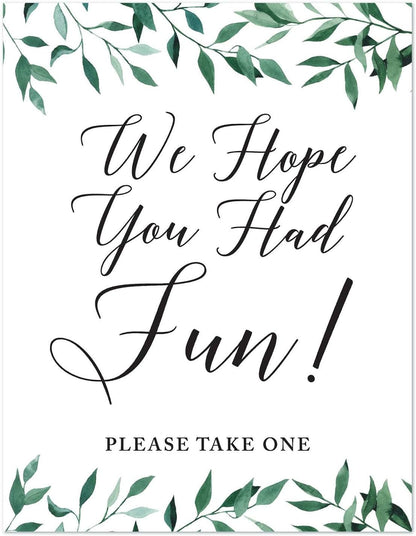 Andaz Press Wedding Party Signs, Natural Greenery Green Leaves, 8.5x11-inch, Bridal Shower Scavenger Hunt, 1-Pack - Colors B