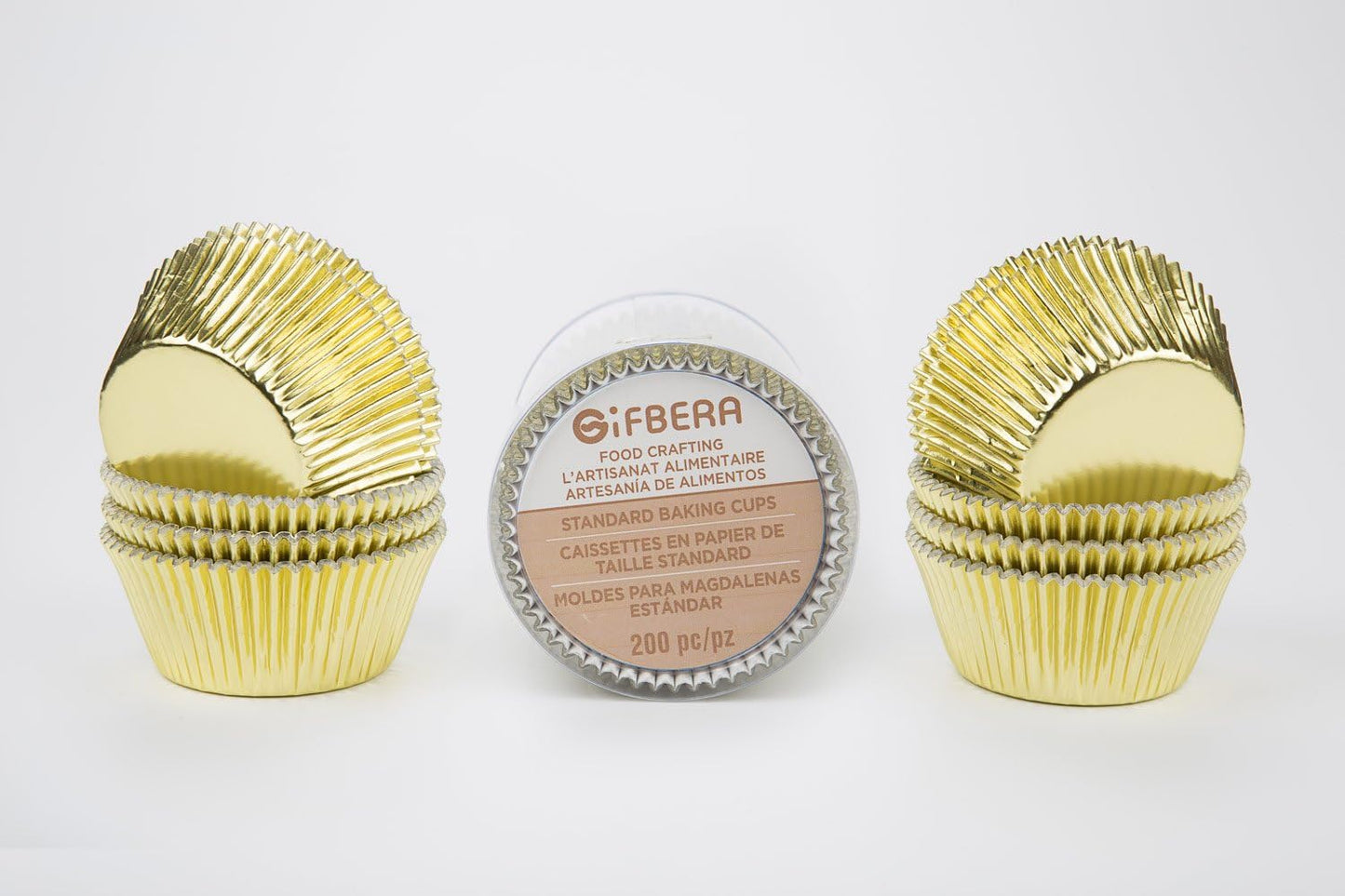 Gifbera White Metallic Foil Cupcake Liners Standard Size Baking Cups, 200-Count