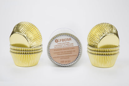 Gifbera White Metallic Foil Cupcake Liners Standard Size Baking Cups, 200-Count