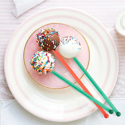 hapray 100-PCS 5 Colol Plastic Swizzle Sticks, Crystal Cake Pops, Cocktail Coffee Drink Stirrers, Stir Sticks, 7.24 Inch (Pink, Yellow, Blue, Purple, Green)