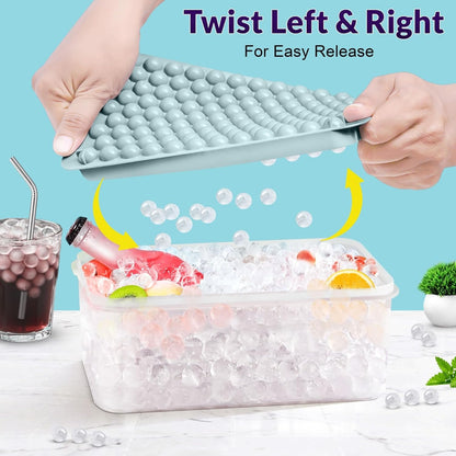 56pcs Ice Cube Tray with Lid and Bin – Stackable 4 Trays Plastic Silicone Freezer Mold, Large Ice Bucket with Scoop, Tong & 2 SS Straws – Easy Release Ice Maker for Cocktail, Coffee, RV, Whiskey