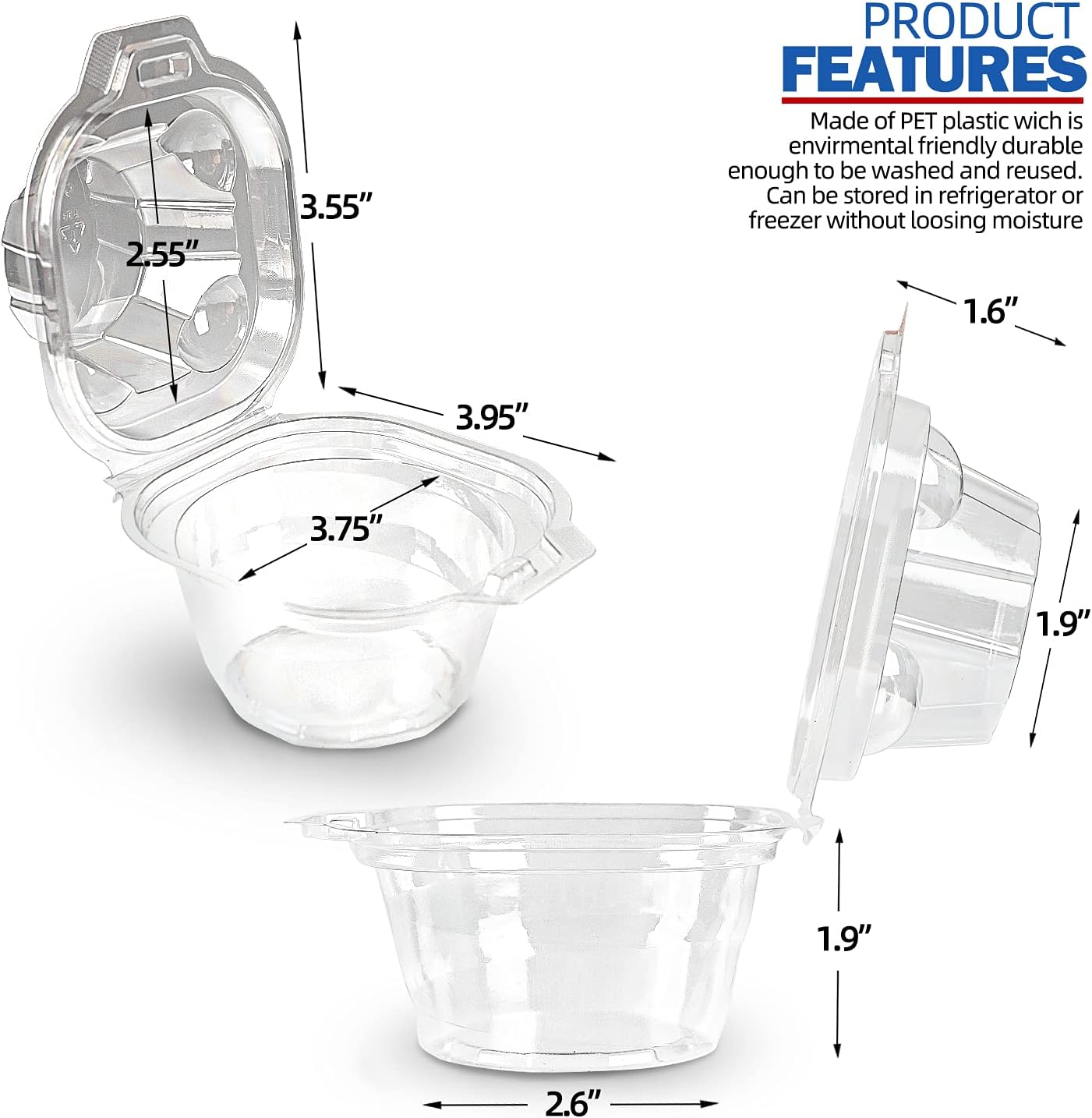 100 Packs Individual Cupcake Containers Stackable Single Compartment Cupcake Disposable Carrier Holder Box Deep Dome Clear Plastic BPA-free (100 PCs)