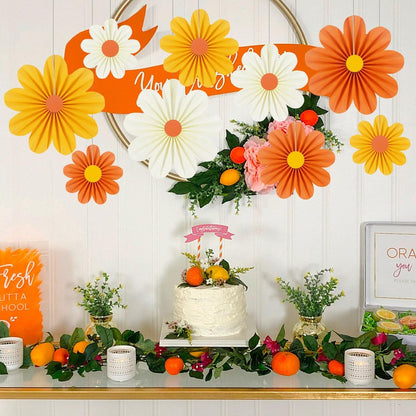 Party Hanging Paper Fans Decoration Set for Wedding Birthday Party Mother's Day Round Events Accessories Set of 8