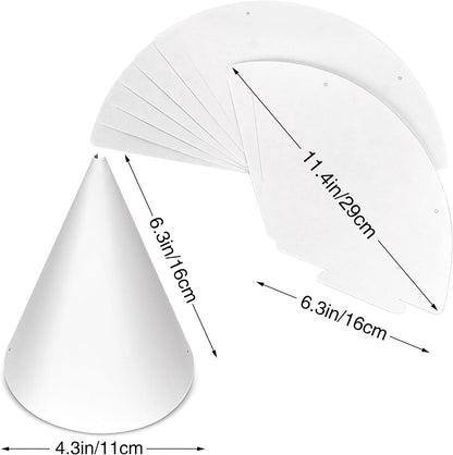 WEOXPR White Paper Party Hats for Birthday,Decorative Bulk Cone Hat for Adults Art DIY, Halloween Supplies（10/20/40/60）