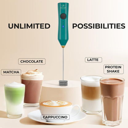 Zulay Kitchen Powerful Milk Frother Wand With Duracell Batteries - Ultra Fast Handheld Drink Mixer - Electric Whisk Foam Maker for Coffee, Lattes, Cappuccino & Matcha - Z1 Motor - Black - Colors D
