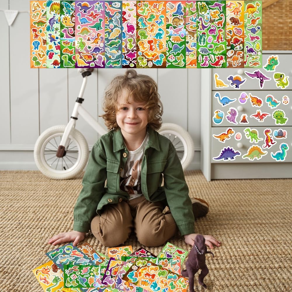48 Sheets Stickers for Kids, Cute Stickers Variety Pack for Scrapbooking, Teachers Classroom Prizes, Goodie Bag Stuffers Including Animals, Cars, Dinosaurs, Fishes, Hearts, Stars and More