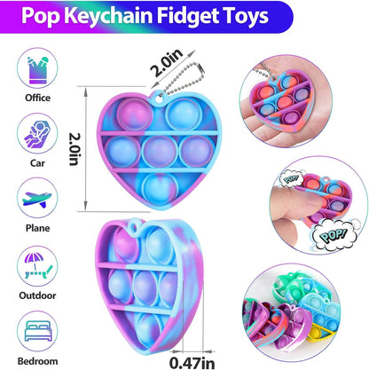 Pop Fidget Toys Bulk Its Party Favors for Kids 4-8 8-12 30 Pack Mini Pop Keychain It Small Fidgets for Classroom Prizes School End of Year Student Gifts from Teacher Birthday Goodie Bag Stuffers