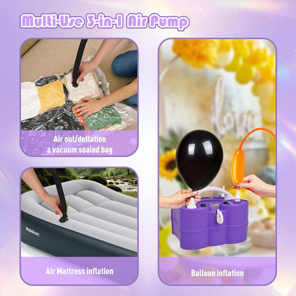 Electric Balloon Pump, Portable Electric Balloon Blower Machine Balloon Air Pump Dual Nozzle 110V 600W Balloon Inflator for Party Decorations