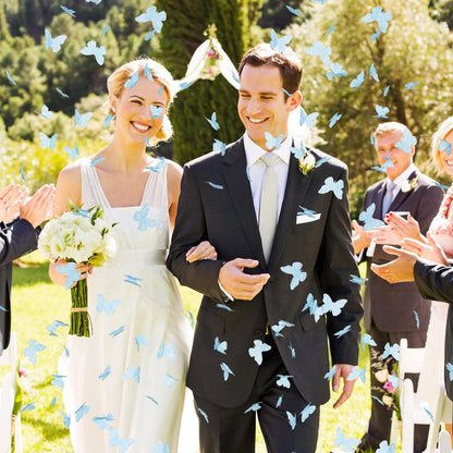 Confetti Cannon Butterfly Confetti Poppers 6 Pack Party Poppers 12 inch Blue Confetti Shooters Butterfly Sticks for Wedding Birthday Graduation Anniversary Bridal Shower Valentines Christmas New Year