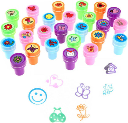LUCKYBIRD Self-Inking Stamps for Kids - Heart Toy Stamp Set, Funny Plastic Stamps, 26 Count