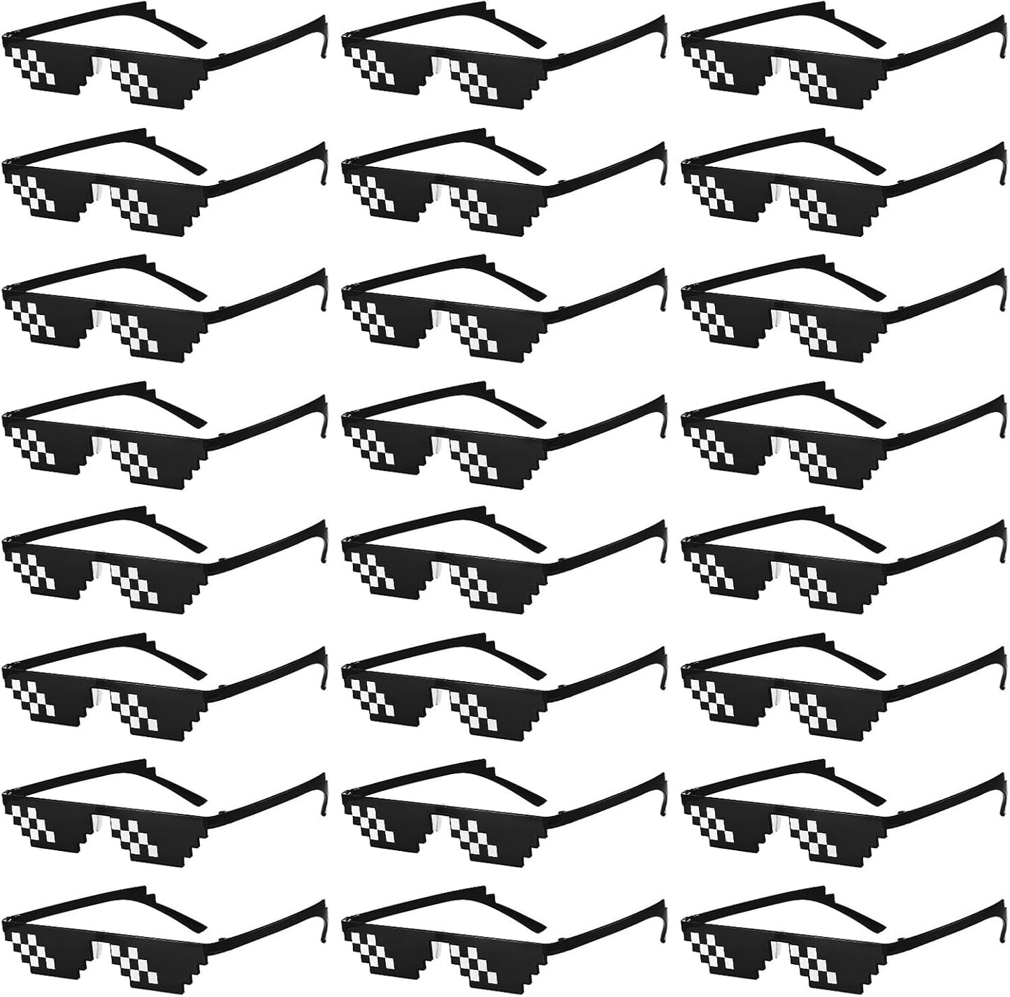 12 Pack Thug Life Party Sunglasses 8 Bit Pixelated Multicolor Mosaic Gamer MLG Photo Props Glasses Adults Teens