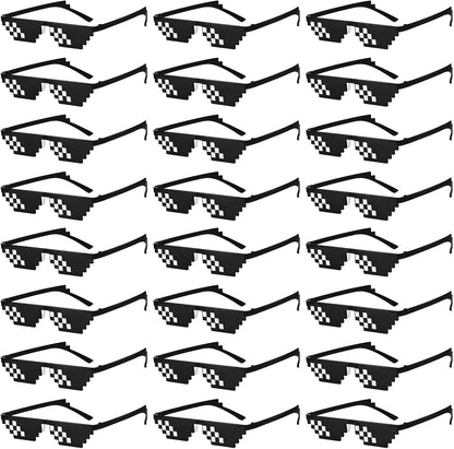 12 Pack Thug Life Party Sunglasses 8 Bit Pixelated Multicolor Mosaic Gamer MLG Photo Props Glasses Adults Teens
