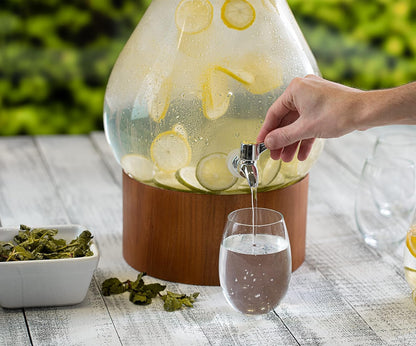 1.5 Gallon Glass Drink Dispenser for Parties 3 PACK Beverage Dispensers with Stand, Glass Water Jug Dispenser, with 18/8 Stainless Steel Spigot, Great for Party, Wedding, Picnic, BBQ Wicker Design