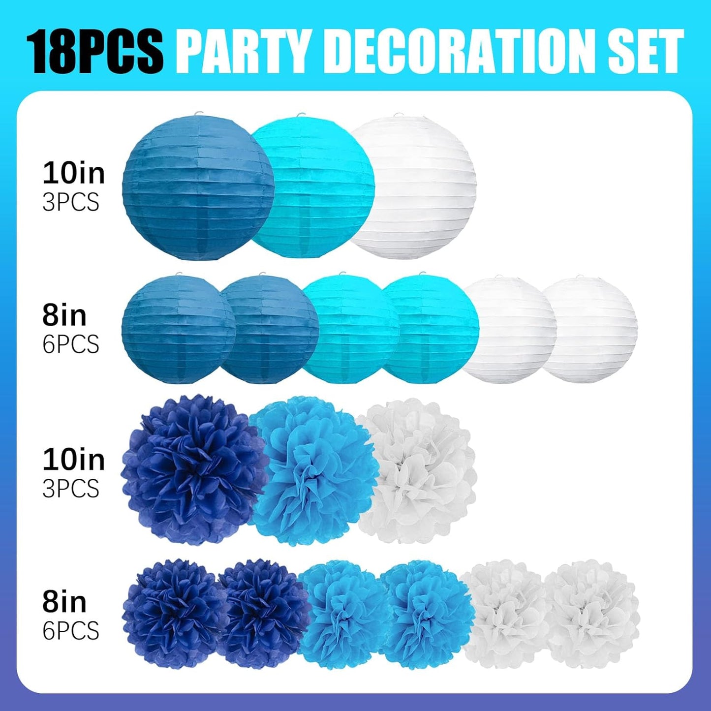 18 PCS Tissue Paper Pom Poms, Tissue Pom Poms Flowers, Sizes of 6", 10", 12", 14" Hanging Paper Flower Ball for Wedding, Birthday, Halloween, Christmas, Baby Shower Party Decor (Red Black Gold)