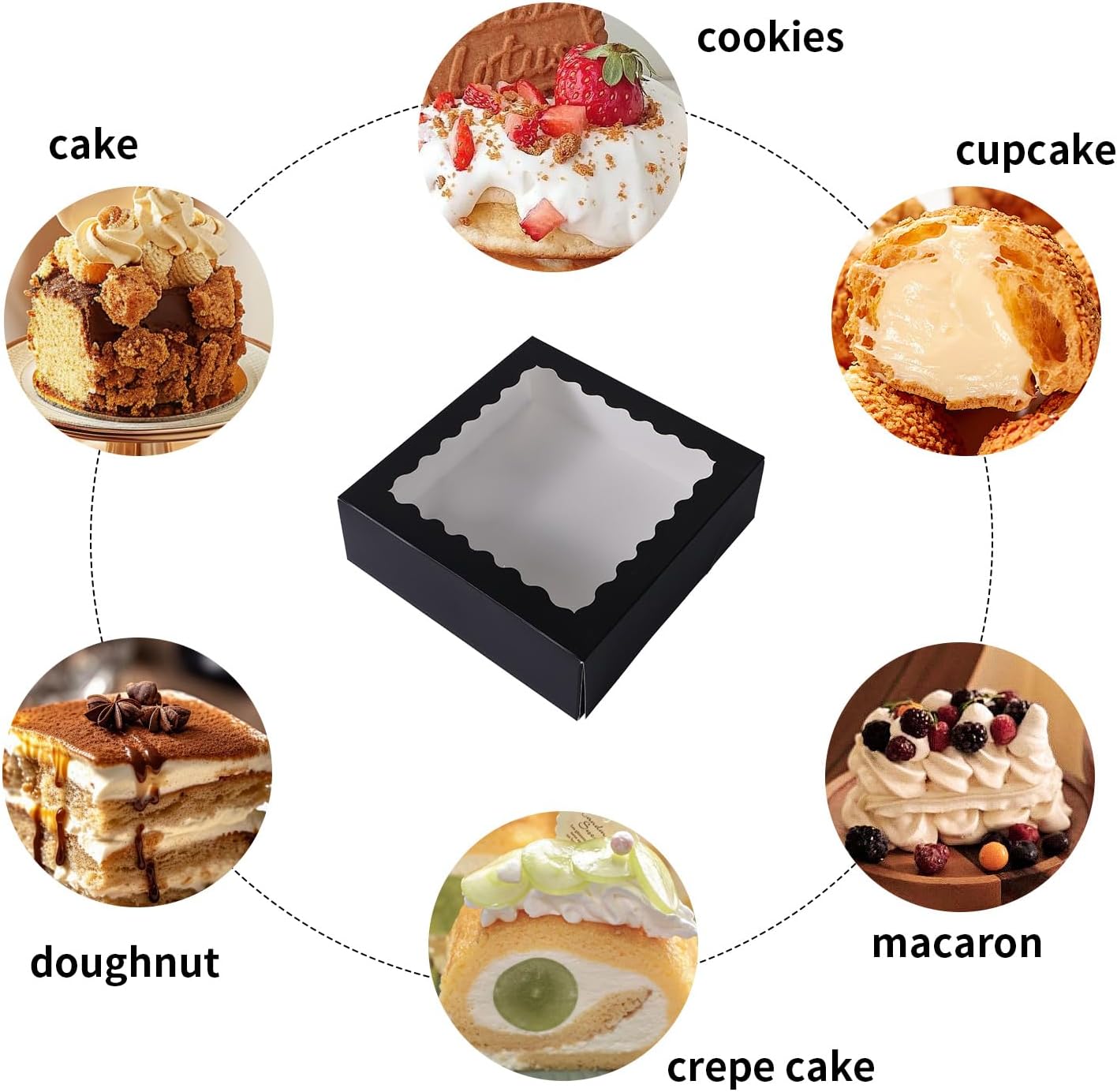 24 pcs12x12x3 Inch Bakery Boxes with Window, White 12 inch Cake Pastry large Pie Cookie Box for Dessert,strawberry,Chocolates Boxes