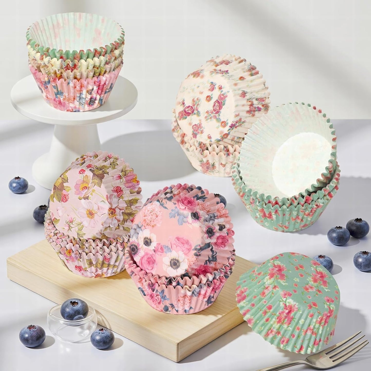 Floral Standard Cupcake Liners 400 Count Paper Baking Cups Disposable Cupcake Wrappers for Wedding and Party Baking Supplies