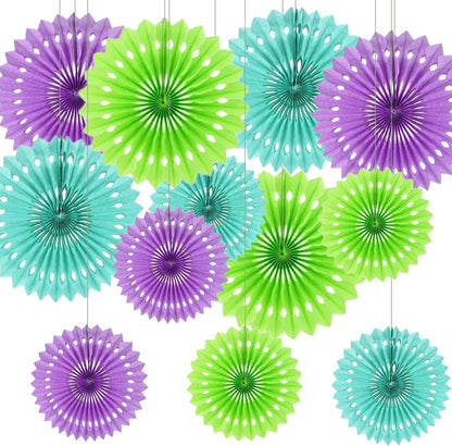 12PCS Colourful Paper Fans Party Decorations,Rainbow Hanging Ceiling Honeycomb Round Tissue Paper Fans for Mexican Engagement Fiesta Cinco De Mayo Party Decorations