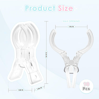 RELBRO Spring Clamps, 3.5 Inch Clear Plastic Clips for Balloon Arch Backdrop Craft Decoration Projects, Invisible Design, 10 Pcs