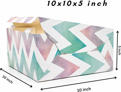 Kraft Cake Boxes with Window (10pcs) - Brown Bakery Boxes for Cakes, Donuts, Pie, Cookies, Cupcakes, Chocolates, Desserts: Size 10x10x5 Inches