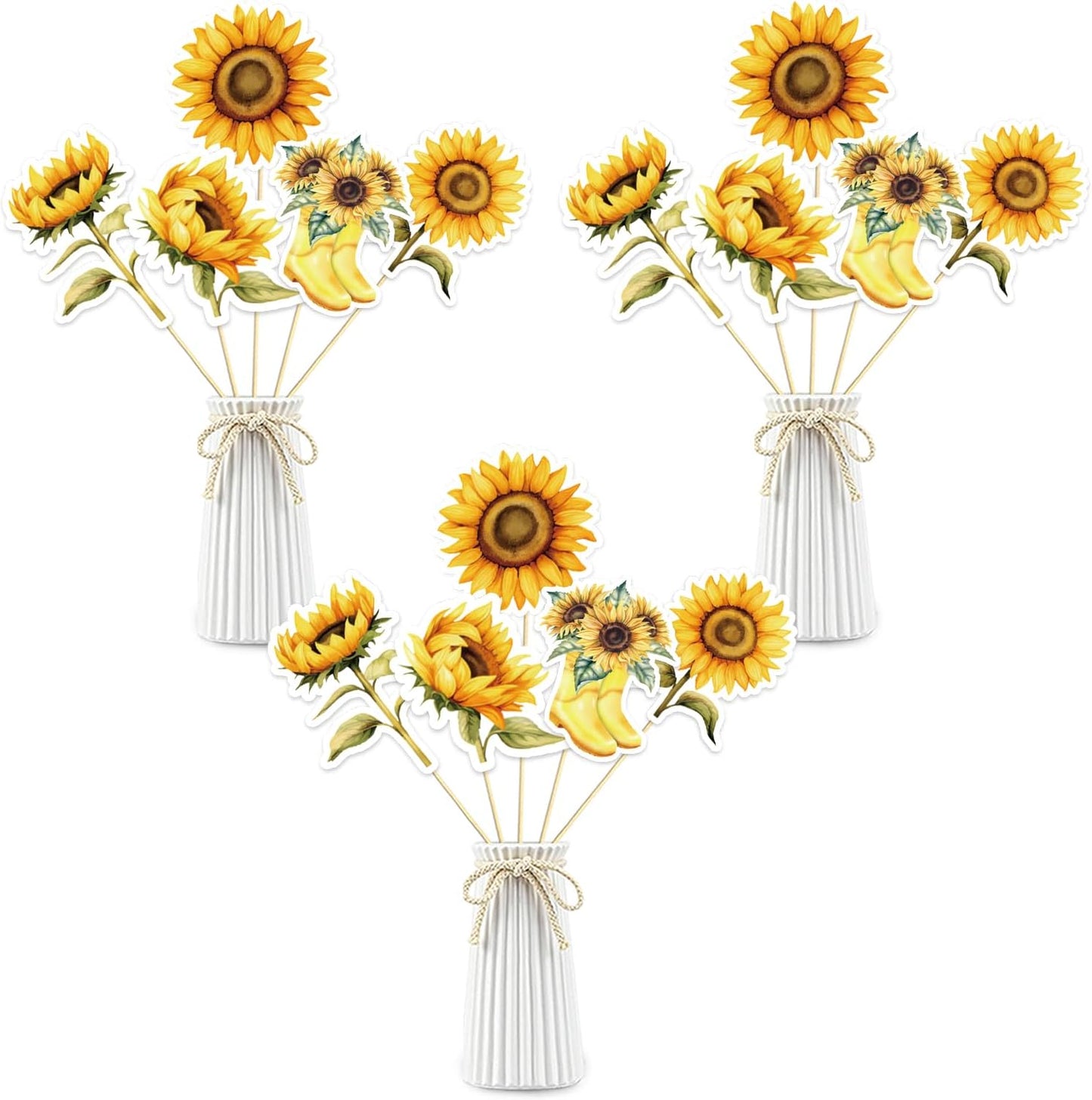 Beautiful Butterfly Centerpiece Sticks - Floral Baby Shower or Birthday Table Toppers - Butterfly Themed Gender Reveal Bridal Shower Party Decoration- Set of 15