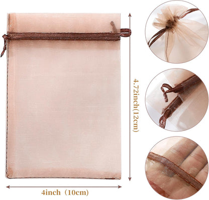 Hopttreely 100PCS Premium Sheer Organza Bags, White Wedding Favor Bags with Drawstring, 4x4.72 Jewelry Gift Bags for Party, Jewelry, Christmas, Mother's Day, Festival, Bathroom Soaps, Makeup Organza Favor Bags