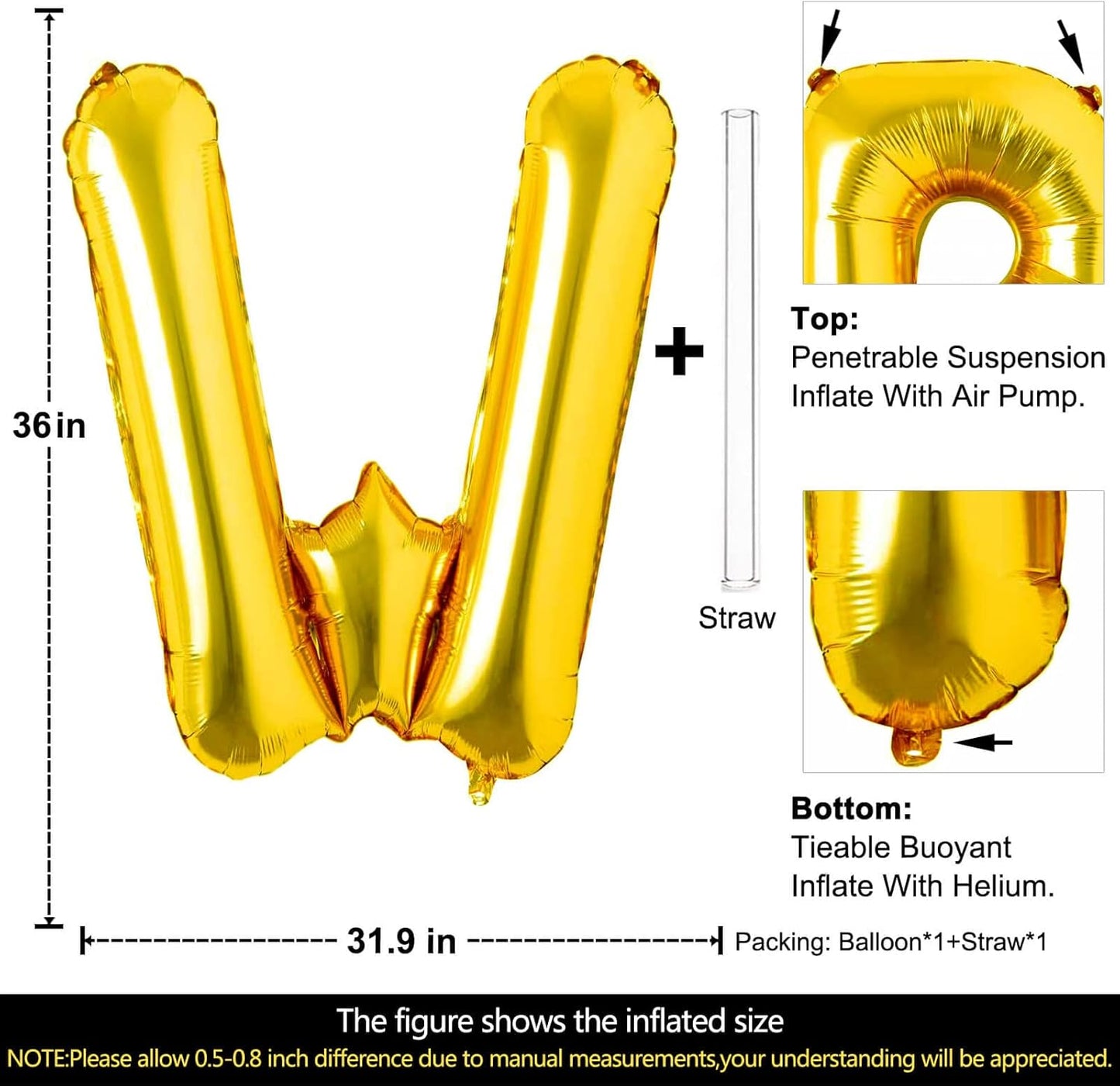 Lovoir 40 Inch Large Gold Letter A Balloons Big Size Jumbo Mylar Foil Helium Balloon for Birthday Party Celebration Decorations Alphabet Gold A