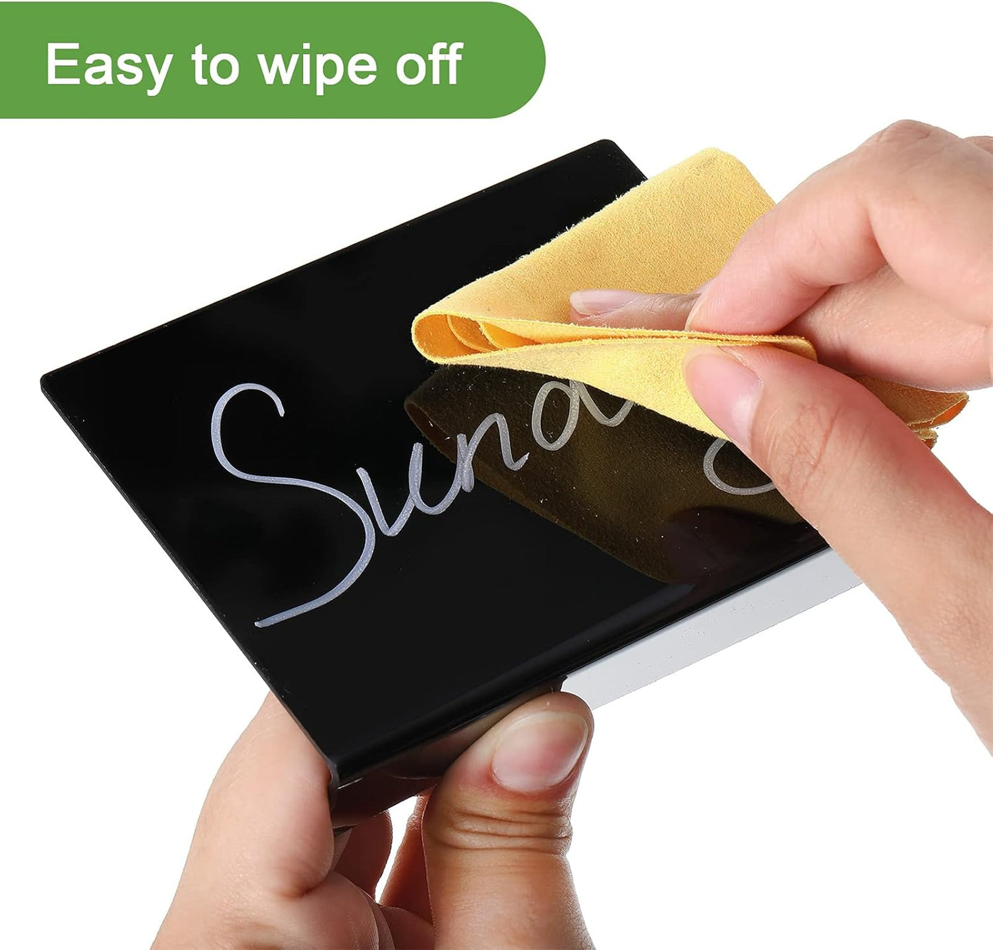Outus 12 Pcs 4 x 3 Inches Buffet Food Labels Mini Small Chalkboard Signs White Acrylic Food Markers Little Price Signs with 2 Pcs Erasable Marker for Wedding Birthday Bakery Table Display