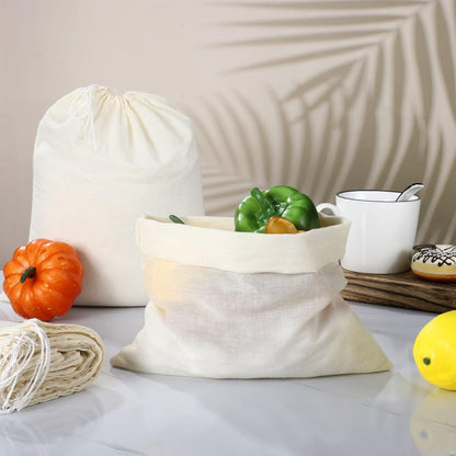 Tatuo 50 Pieces 4 x 6 Inches Muslin Cotton Drawstring Bags Canvas Linen Sachet Bag Reusable Empty Gift Pouch for Party Home Supplies