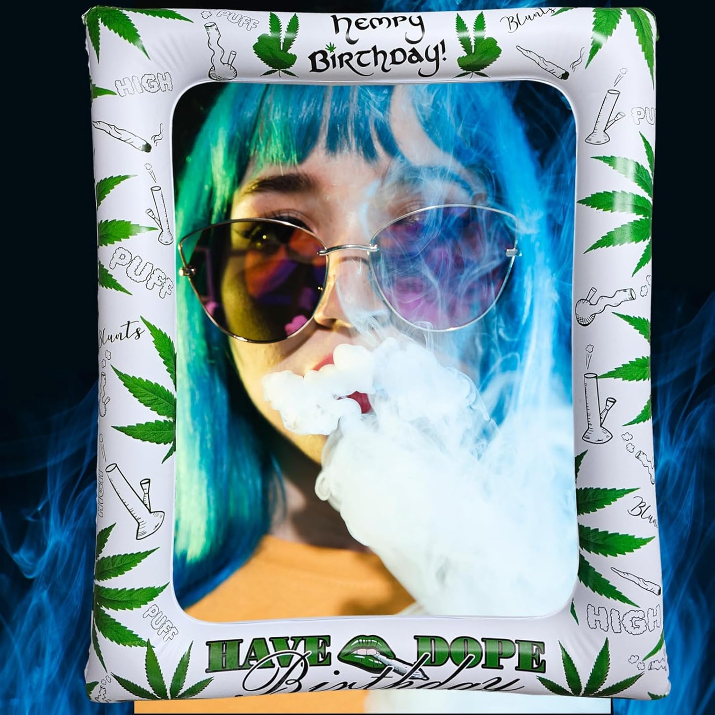 Weed Theme Birthday Party Inflatable Photo Booth Selfie Frame Giant Pot Leaves Cannabis Marijuana Blow Up Picture Frame Weed Party Decors for Adults Have a Dope 420 Birthday Party Supplies