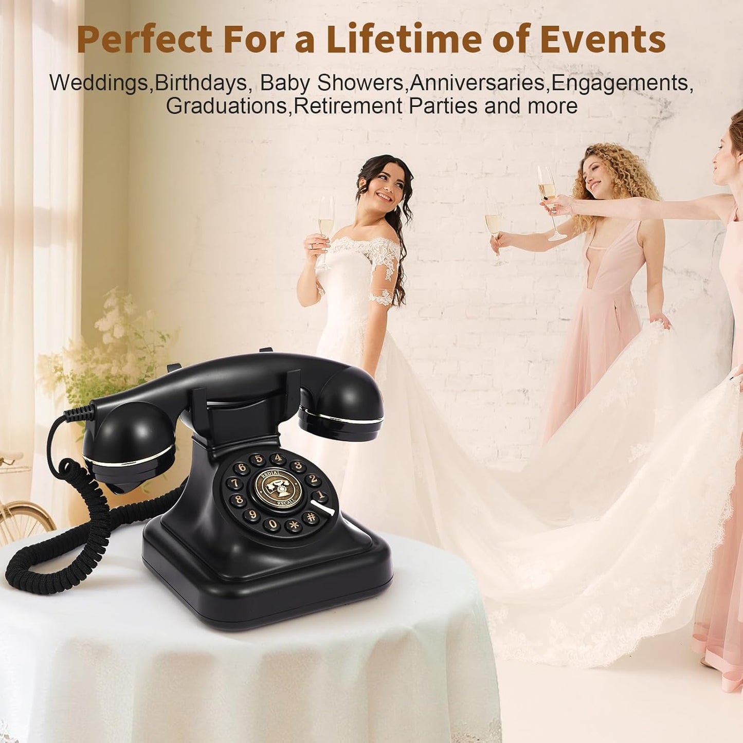 Audio Guest Book Wedding Phone, Audio Guest Book Record Customized Audio Messages Guest Book Alternatives Classic Retro Phone for Parties Birthdays Rentals Confessions Special Occasions
