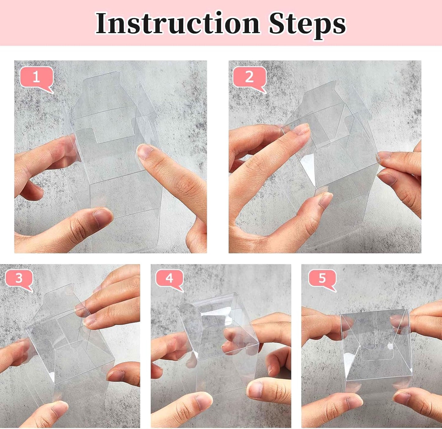 JOERSH 2x2x2 Inches Clear Boxes for Favors with Gift Ribbons, 60 PCS Mini Transparent Cube Wedding Baby Shower Birthday Party Favor Boxes, Small Gifts Display Individual Macaron Box