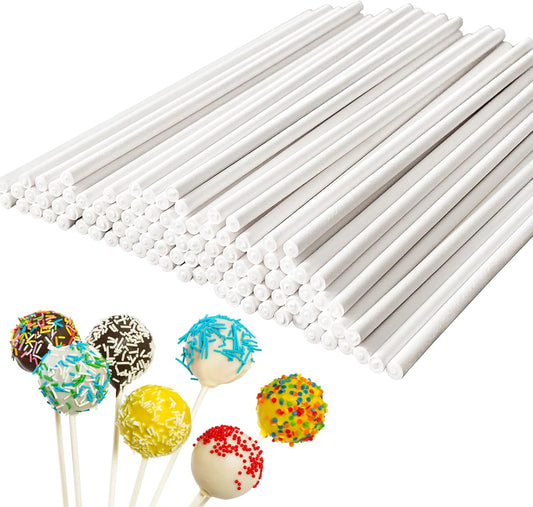200 Count White Lollipop Sticks,6-Inch Paper Sticks Sucker Stick for Cake Pops,Cupcake Toppers,Candy Melt,Chocolate,Cookie,Dessert(Dia 3.5mm)