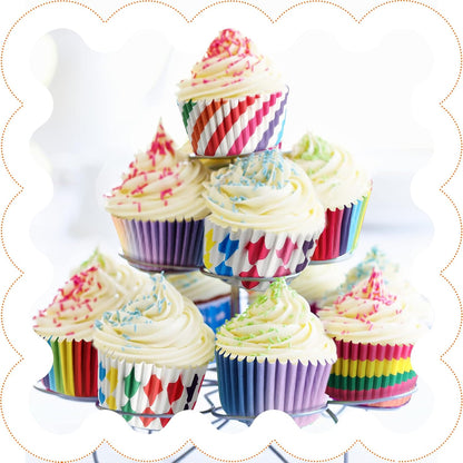 Chengu 600 Pieces Rainbow Cupcake Liners Rainbow Cupcake Wrappers Baking Cups Liners, Colorful Cake Paper Cup Baking Cups for Cake Candy Supplies(Vivid Style)