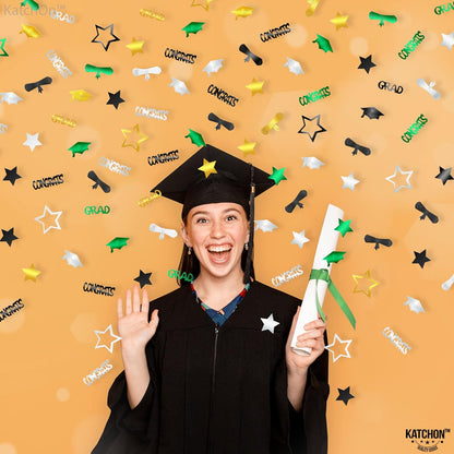 Black and Gold Grad Graduation Decorations 2026 - Pack of 1000, Congrats Grad Graduation Confetti 2026 | Grad Confetti Class of 2026 for Black and Gold 2026 Graduation Decorations, KatchOn