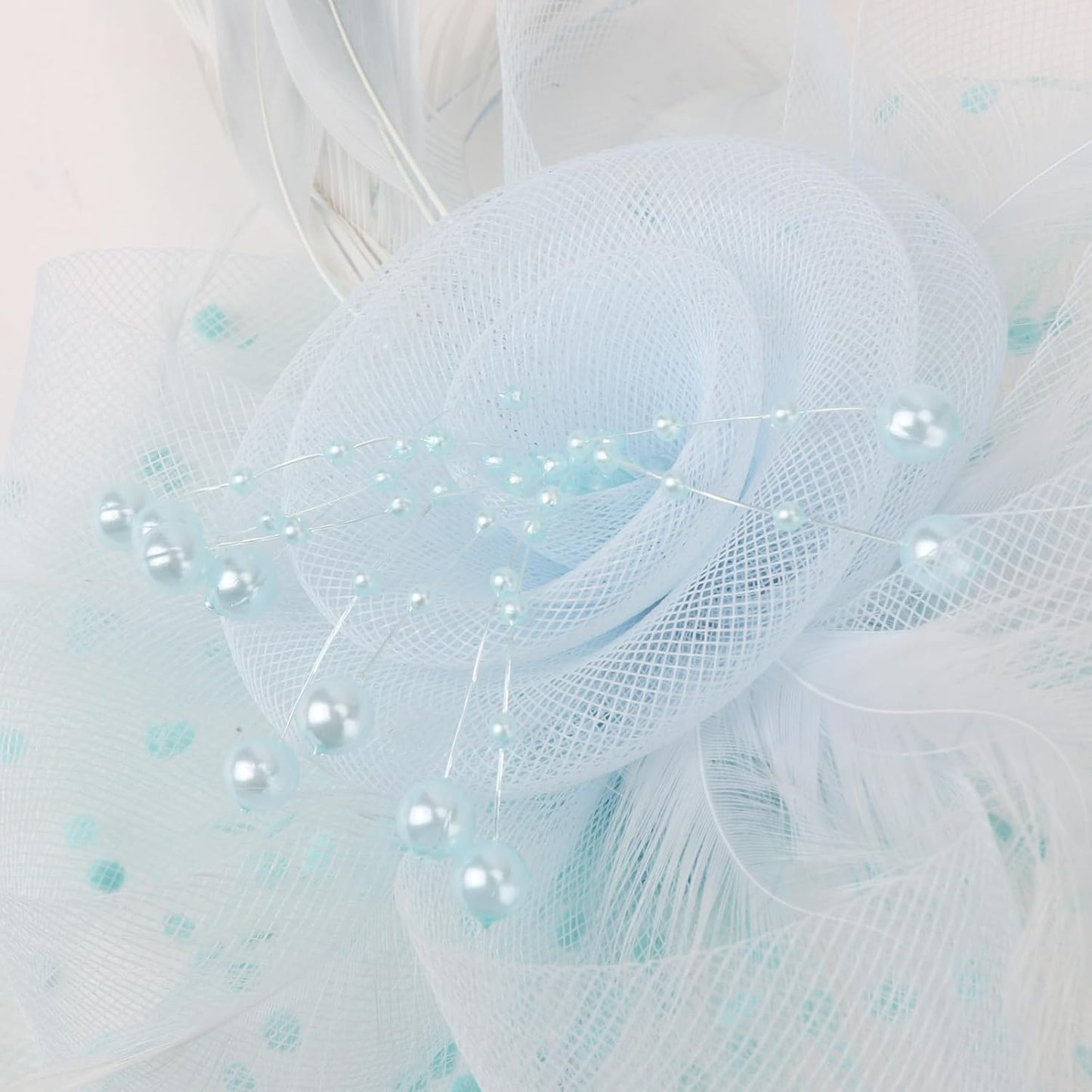 DRESHOW Fascinators Hat Flower Mesh Ribbons Feathers on a Headband and a Clip Tea Party Headwear for Girls and Women - Colors B