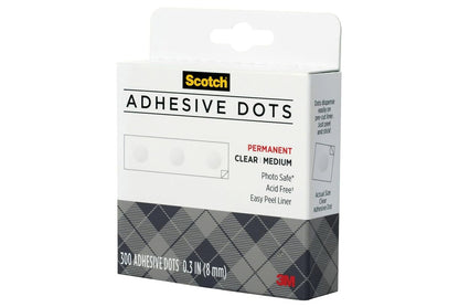 Scotch Adhesive Dots, Medium, 0.3 inches, 300 Dots/Pack, Easy Dispensing, Permanent, Photo-Safe, 1-Pack