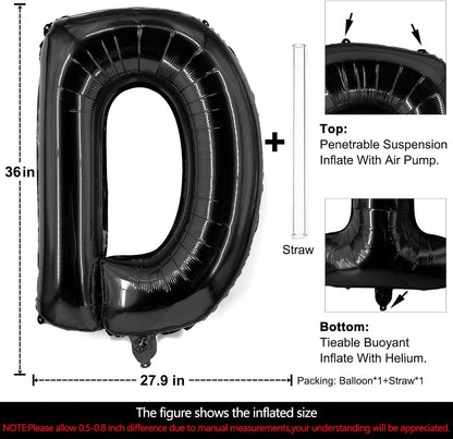 Lovoir 40 Inch Large Black Letter A Balloons Big Size Jumbo Mylar Foil Helium Balloon for Birthday Party Celebration Decorations Alphabet Black A