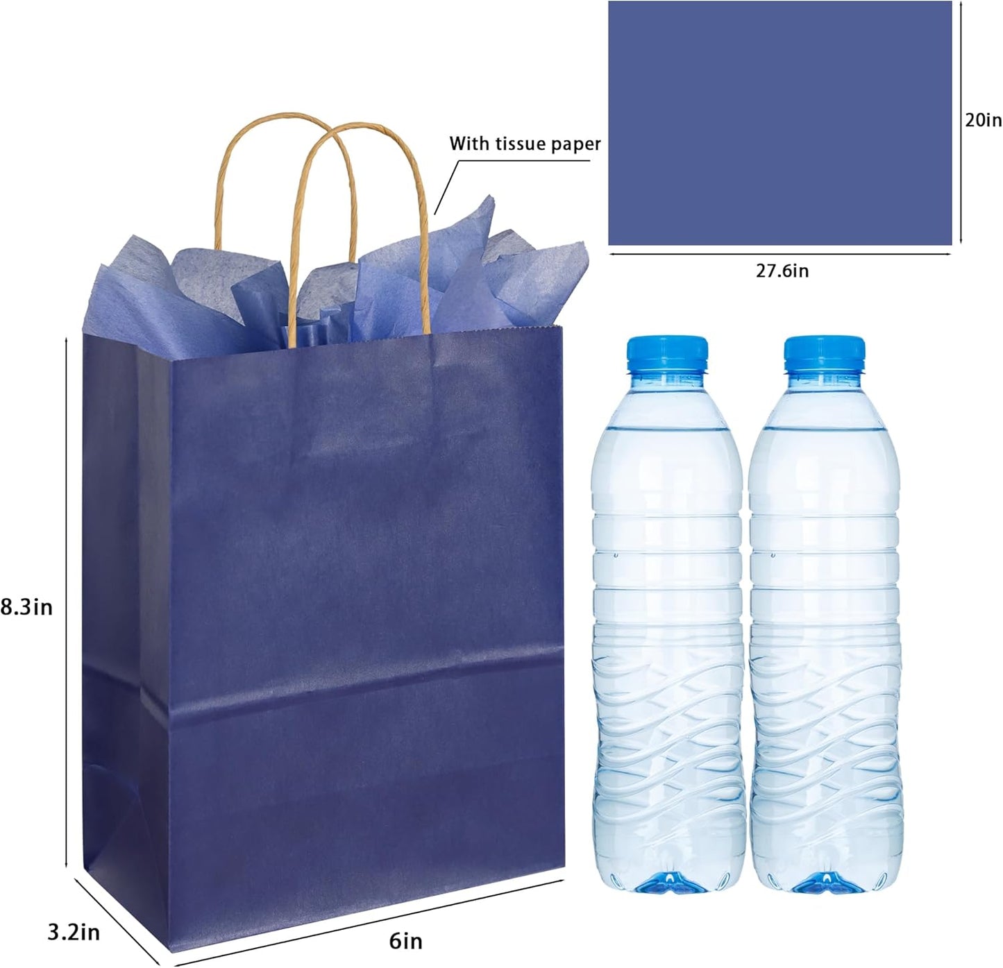 BLEWINDZ 32 Pieces Gift Bags with 32 Tissues, 8 Colors Party Favor Bags with Handles, Rainbow Gift Bag for Wedding, Birthday, Party Supplies and Gifts