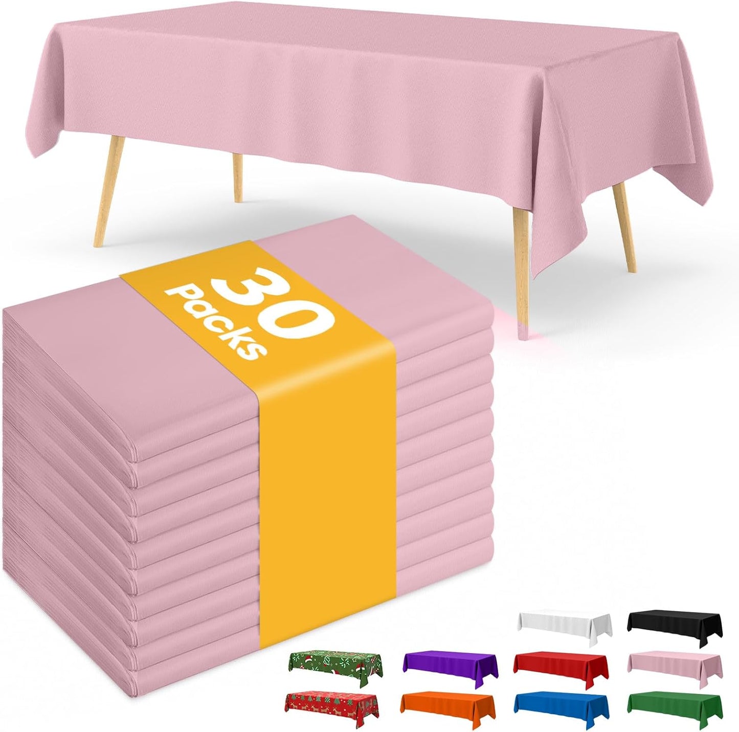 Niuara White Plastic Table Cloth - 30 Pack 54" × 108" Rectangle Disposable Tablecloths for 6FT Tables, Waterproof Table Cover for Party, Holiday & Gathering Use