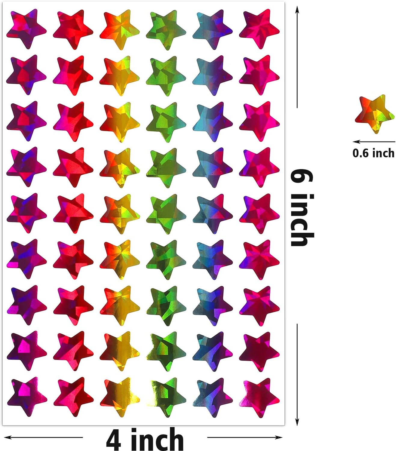 1620 Pcs Holographic Rainbow Small Star Stickers for Kids Reward, Behavior Chart, Student Planner and School Classroom Teacher Supplies, 0.6" Diameter