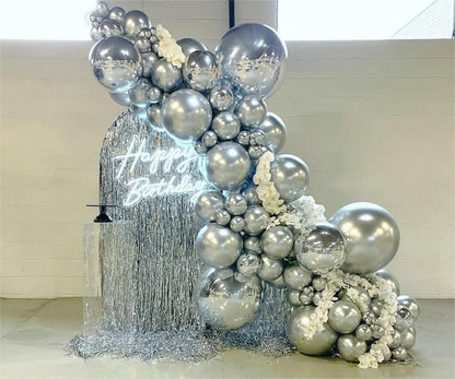 Party Balloons 12inch 50 Pcs Latex Confetti Balloons Birthday Balloons Party Decoration Wedding Baby Shower Christmas Party-Confetti Silver